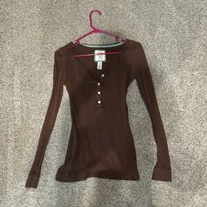 Brown long sleeve Henley